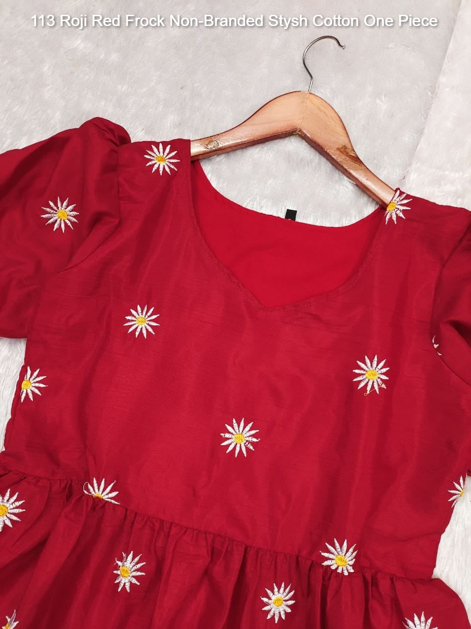 113 Roji Red Frock Non-Branded Stysh Cotton One Piece