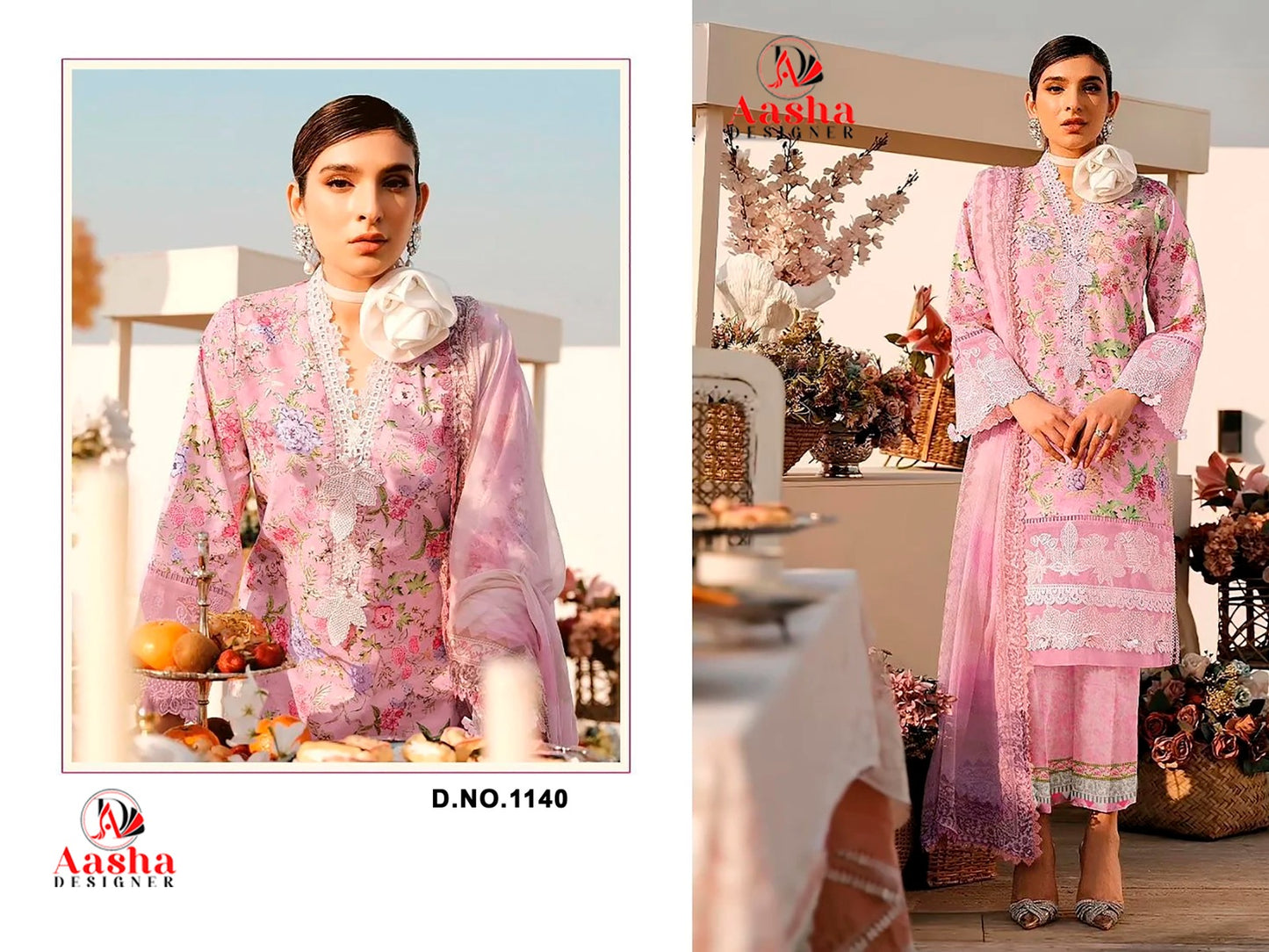 1140 Aasha Designer Embroidery Pakistani Patch Suits