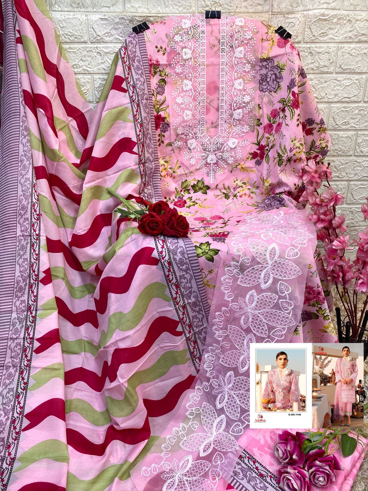 1140 Aasha Designer Embroidery Pakistani Patch Suits