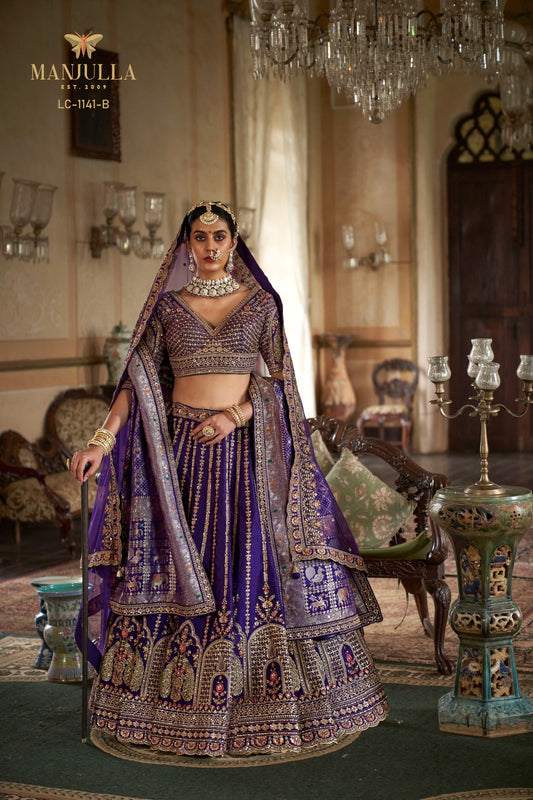 1141-B Dulhan Hit Design Manjulla Tone Silk Bridal Lehenga Choli