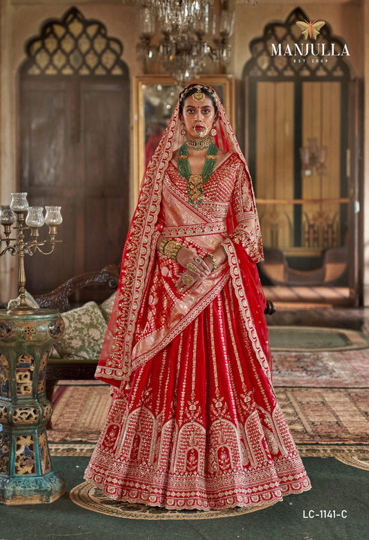 1141-C Dulhan Hit Design Manjulla Tone Silk Bridal Lehenga Choli