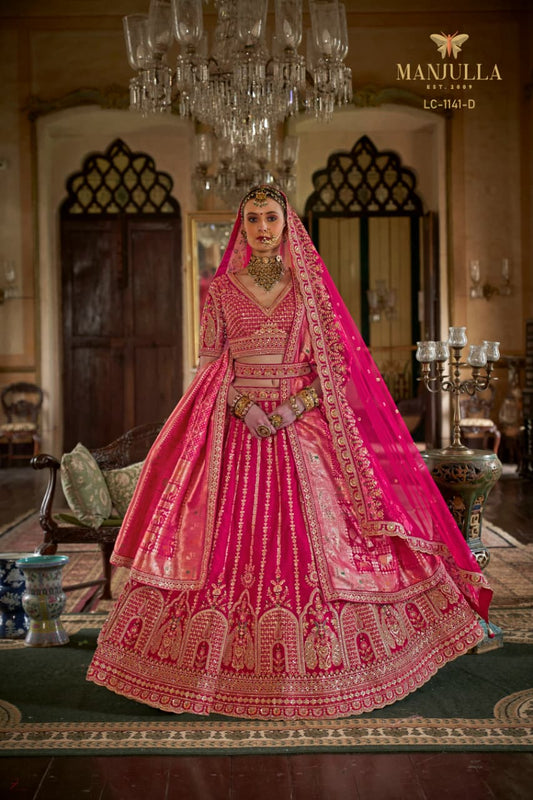1141-D Dulhan Hit Design Manjulla Tone Silk Bridal Lehenga Choli