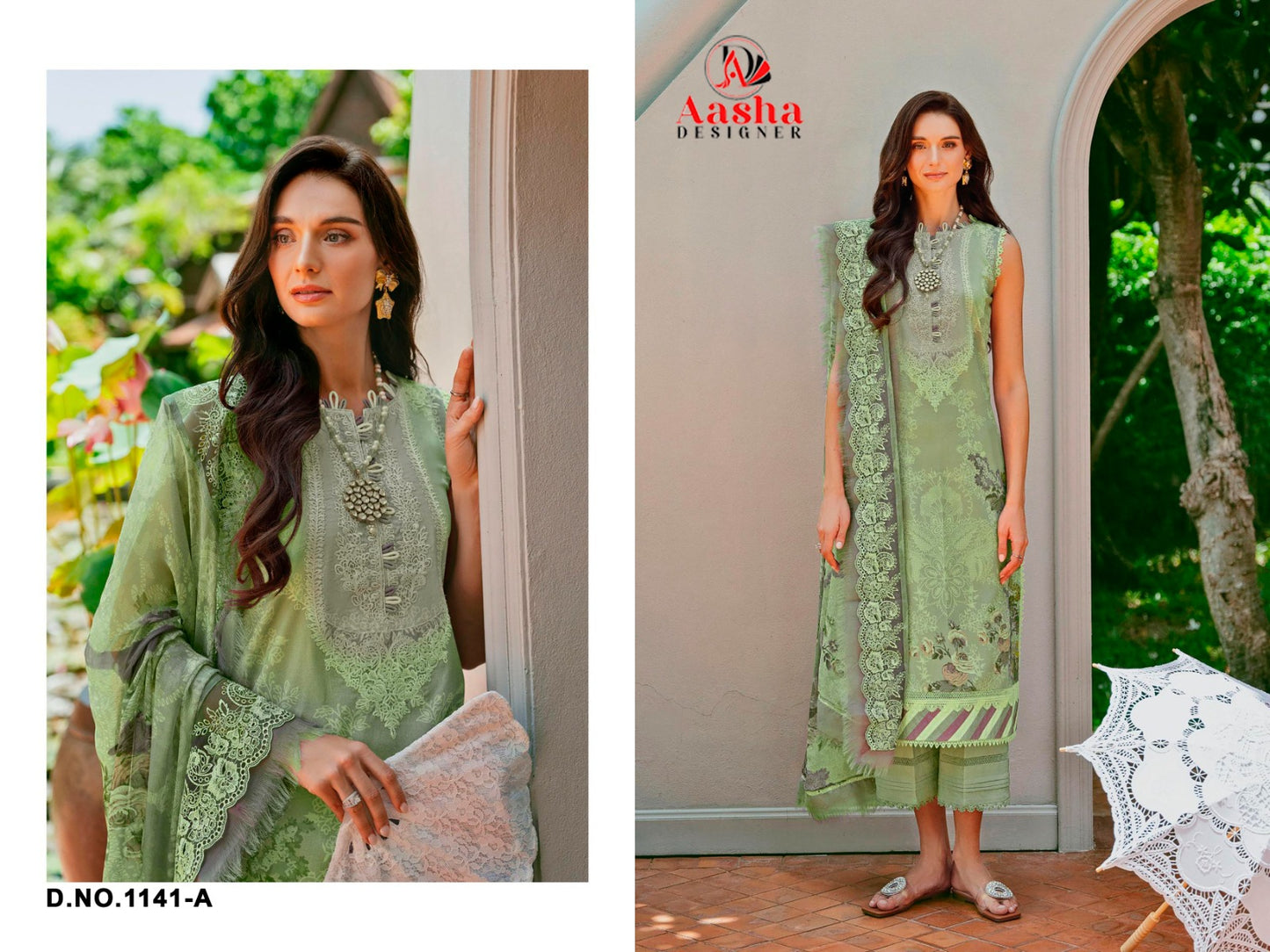 1141A Aasha Designer Embroidery Pakistani Salwar Suits