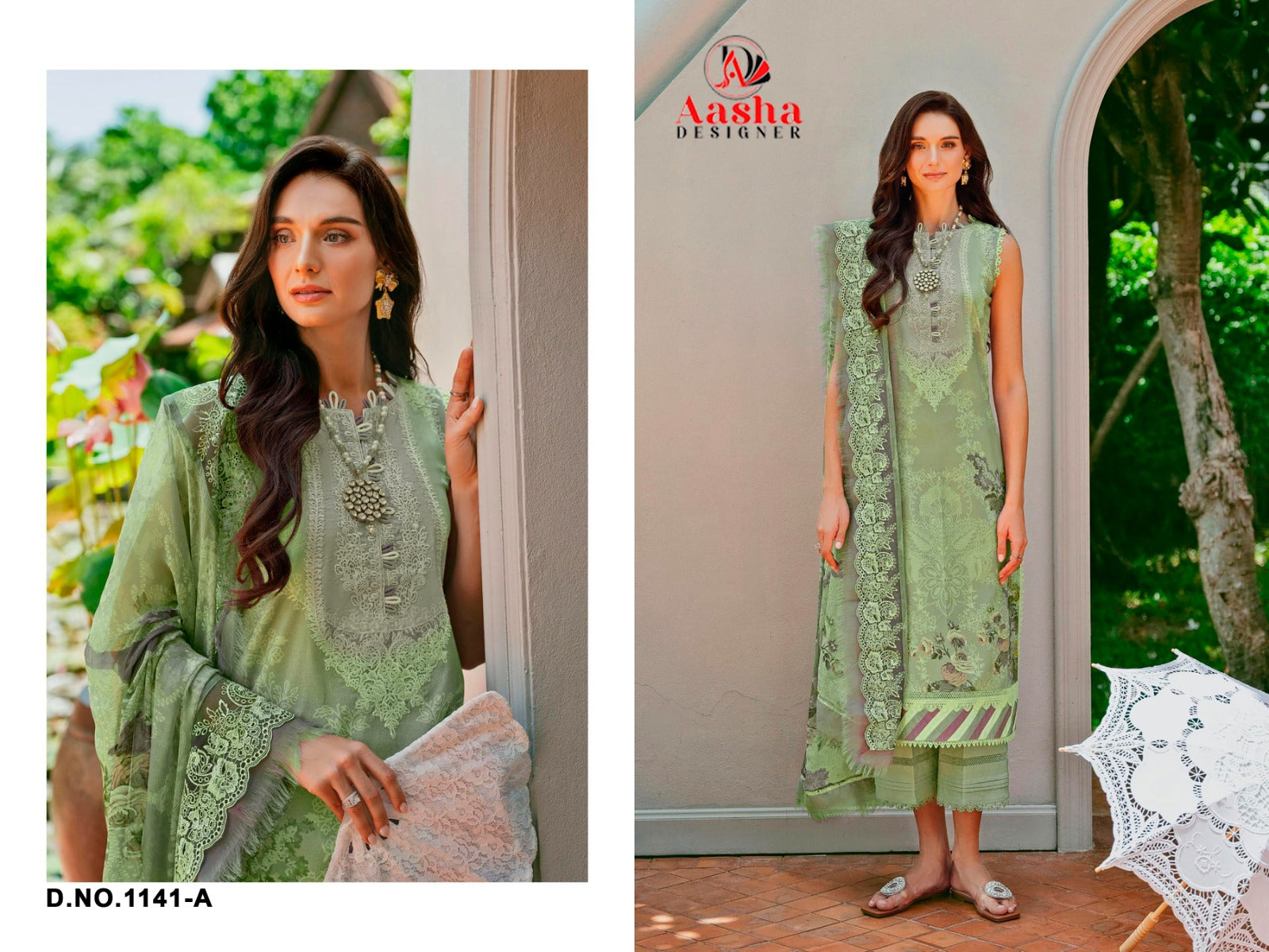 1141A Aasha Designer Embroidery Pakistani Salwar Suits
