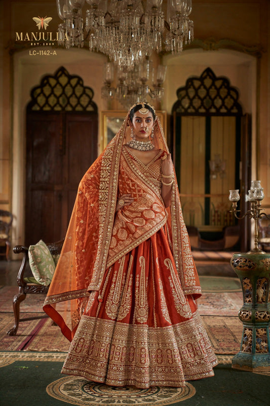 1142-A Dulhan Hit Design Manjulla Tone Silk Bridal Lehenga Choli