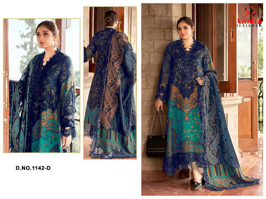 1142-D Aasha Designer Printed Pakistani Patch Suits