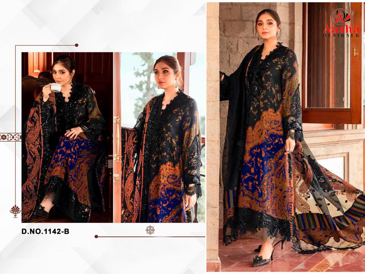 1142B Aasha Designer Patch Pakistani Salwar Suits