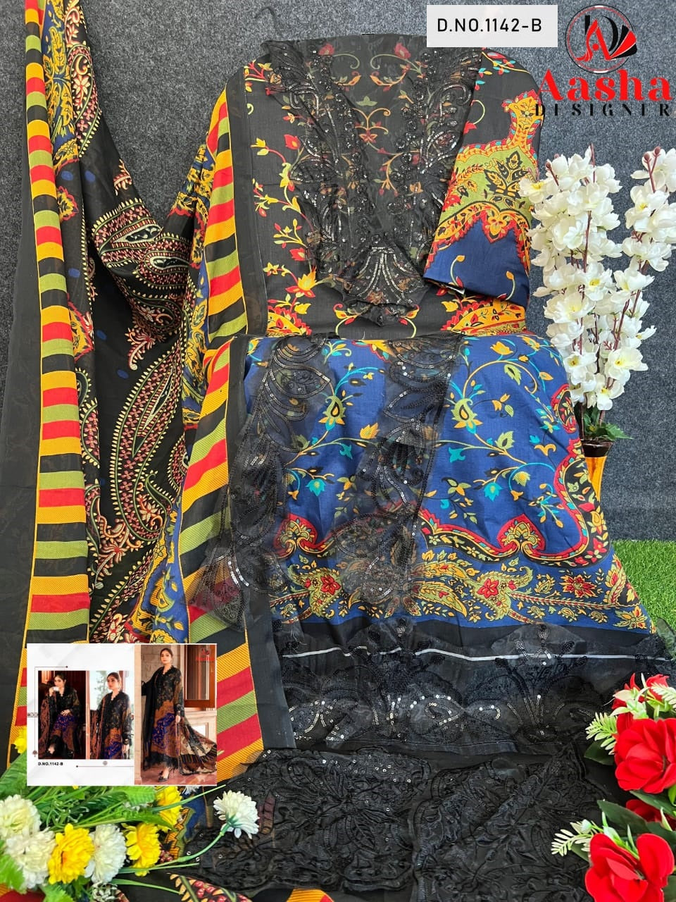 1142B Aasha Designer Patch Pakistani Salwar Suits