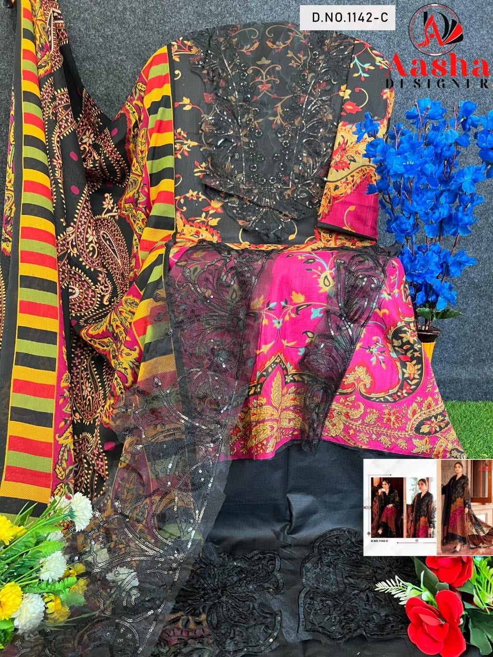 1142C Aasha Designer Patch Pakistani Salwar Suits