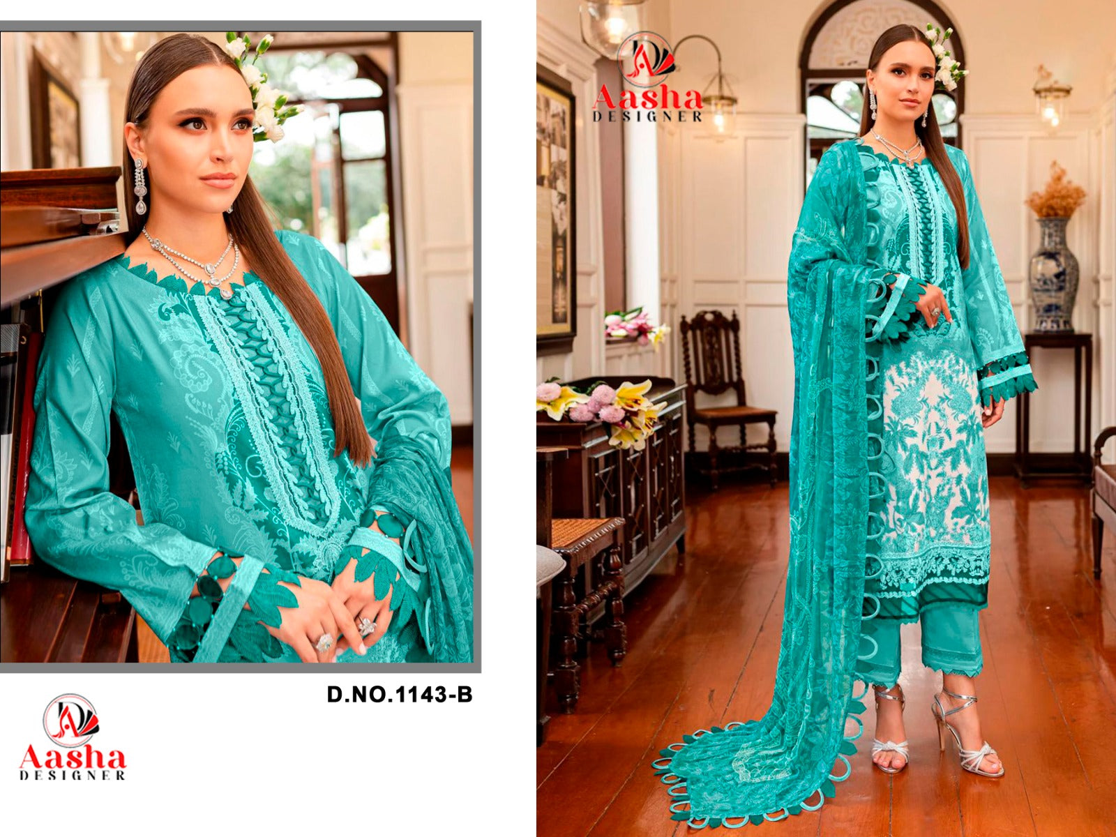 1143B Aasha Designer Print Pakistani Salwar Suits