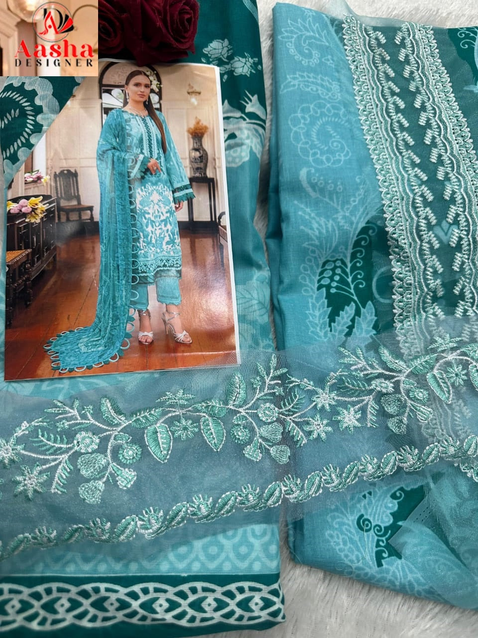 1143B Aasha Designer Print Pakistani Salwar Suits