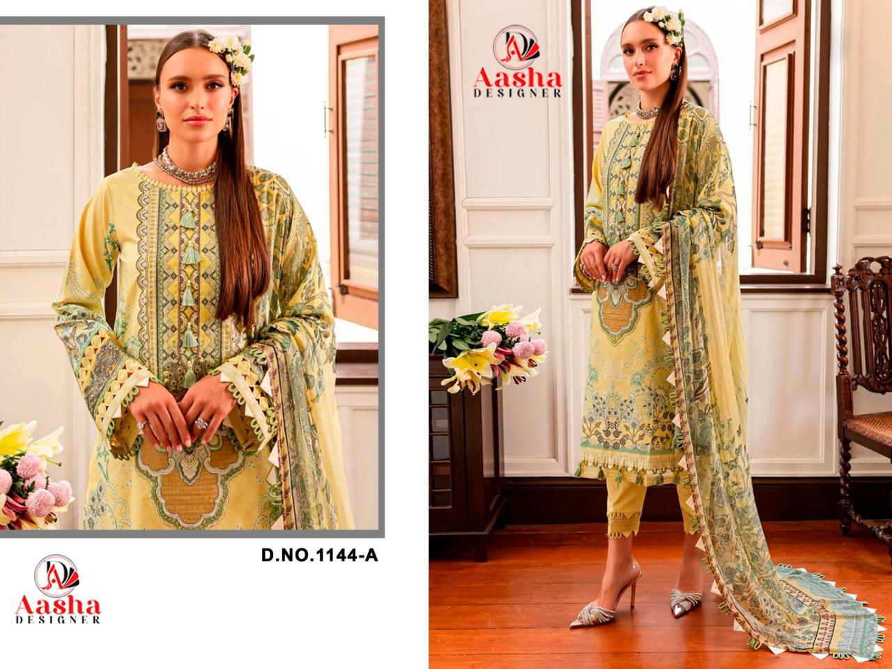 1144-A Aasha Designer Pure Cotton Pakistani Patch Suits