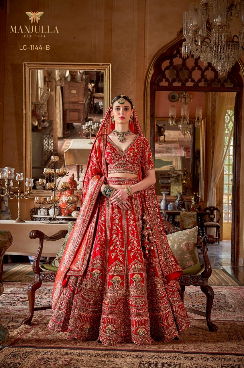 1144-B Dulhan Hit Design Manjulla Tone Silk Bridal Lehenga Choli
