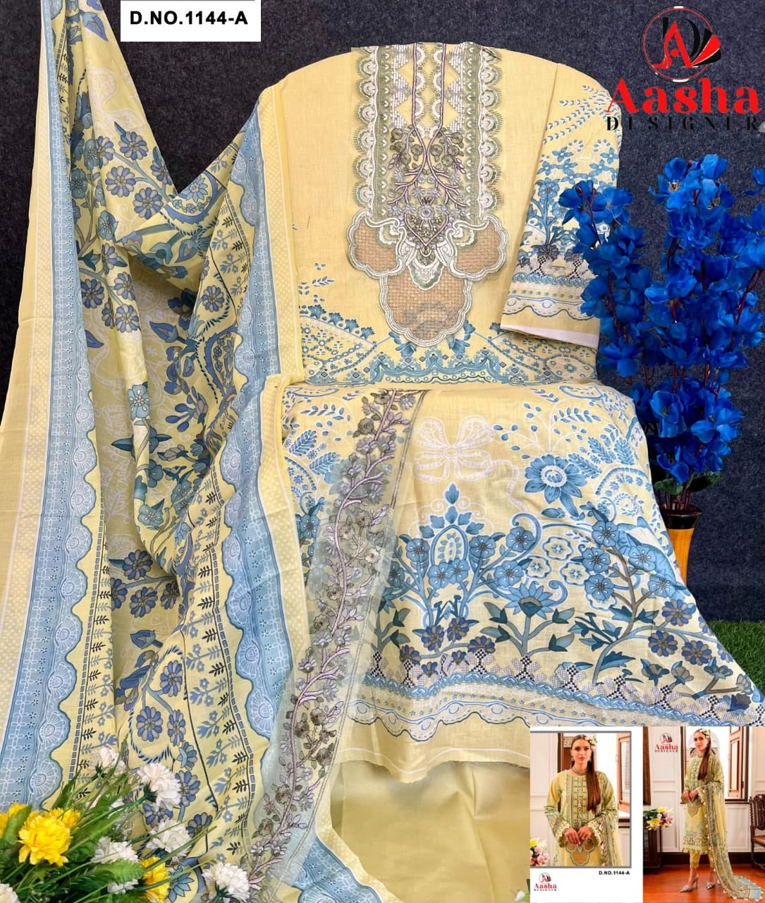 1144A Aasha Designer Embroidery Pakistani Salwar Suits