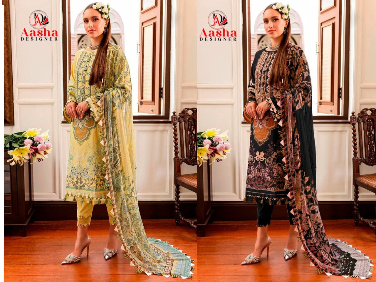 1144B Aasha Designer Embroidery Pakistani Salwar Suits