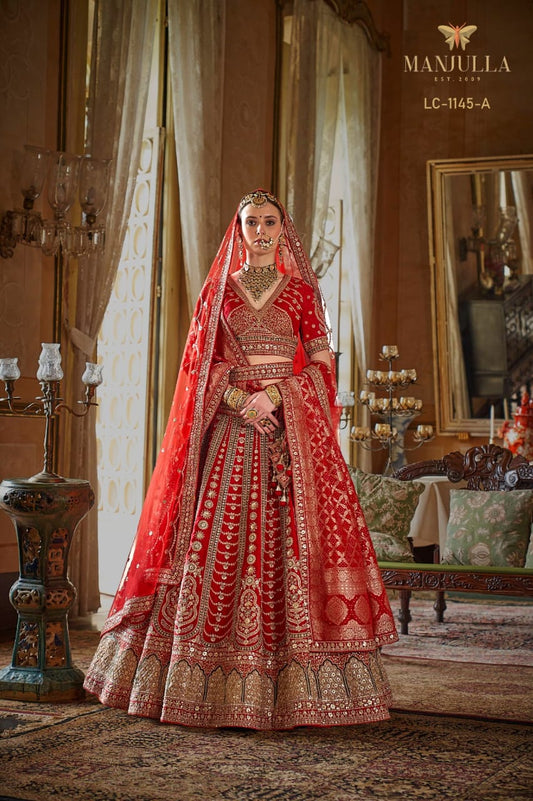 1145-A Dulhan Hit Design Manjulla Tone Silk Bridal Lehenga Choli
