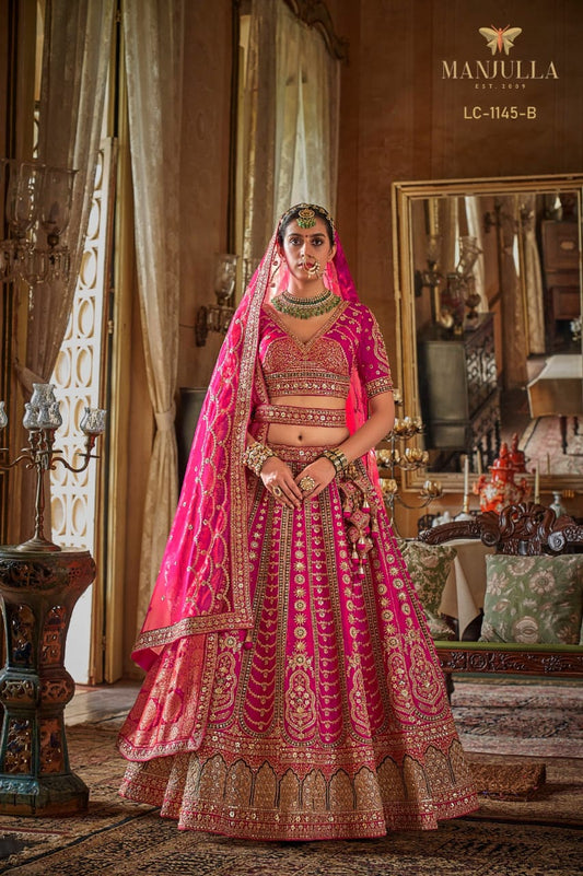 1145-B Dulhan Hit Design Manjulla Tone Silk Bridal Lehenga Choli
