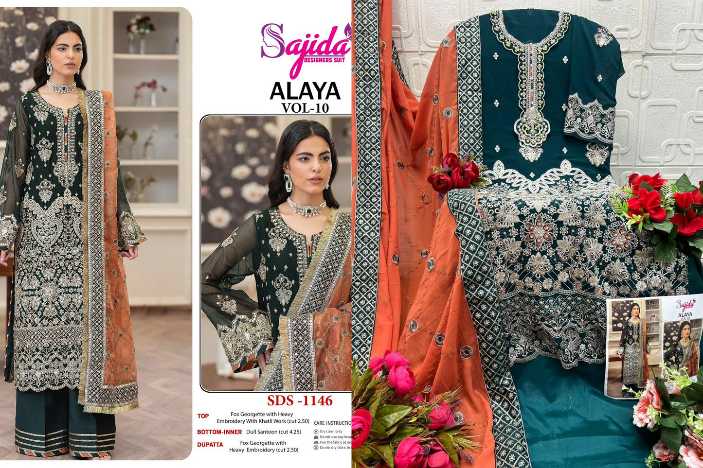 1146 Alaya Vol 10 Sajida Georgette Pakistani Salwar Suits