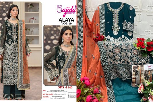 1146 Alaya Vol 10 Sajida Georgette Pakistani Salwar Suits