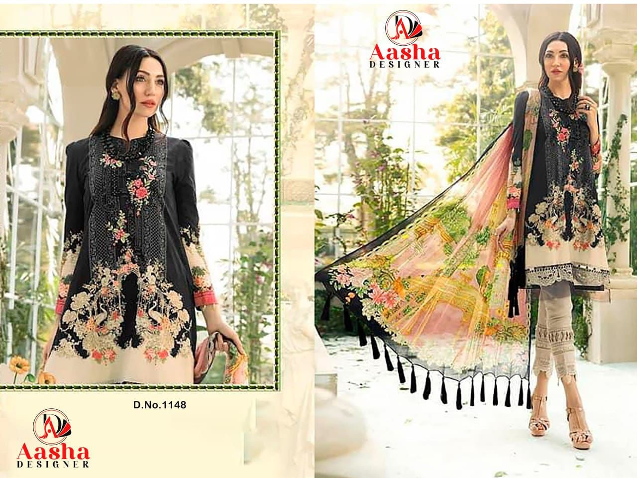 1148 Aasha Designer Printed Pakistani Patch Suits