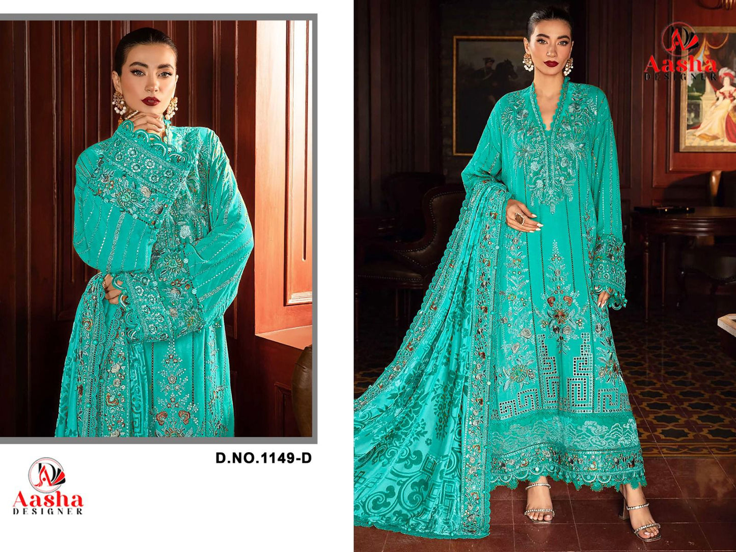 1149-D Aasha Designer Heavy Rayon Pakistani Salwar Suits