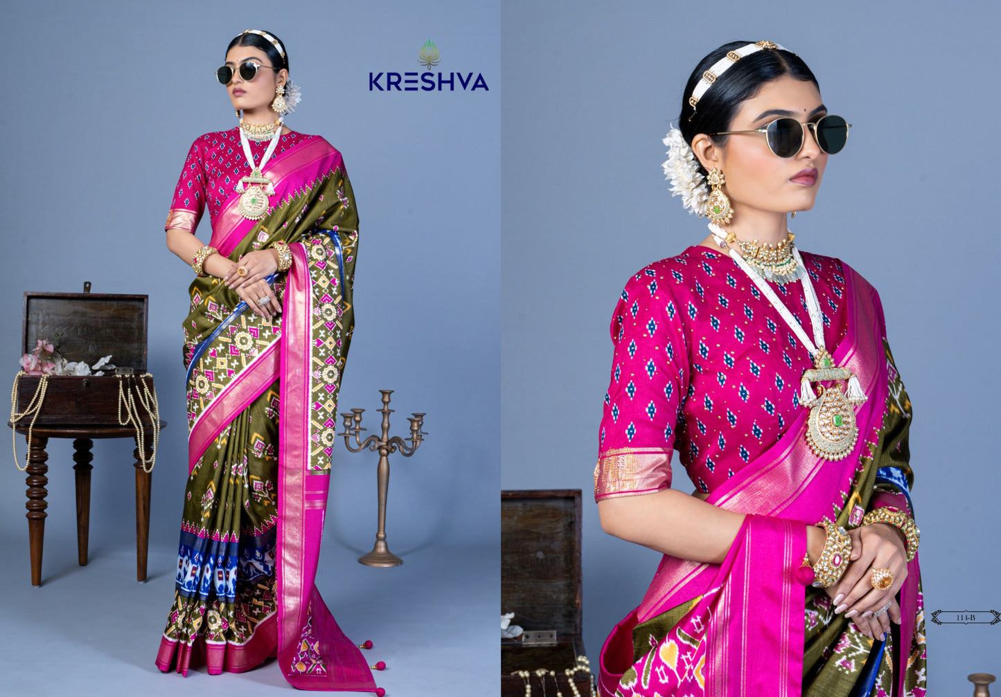 114B Hit Nandi Kreshva P.V Silk Sarees