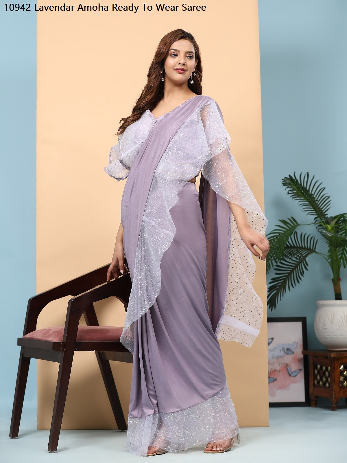 10942 Lavendar Amoha Ready To Wear Saree