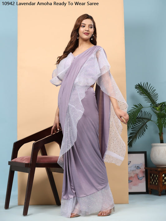 10942 Lavendar Amoha Ready To Wear Saree