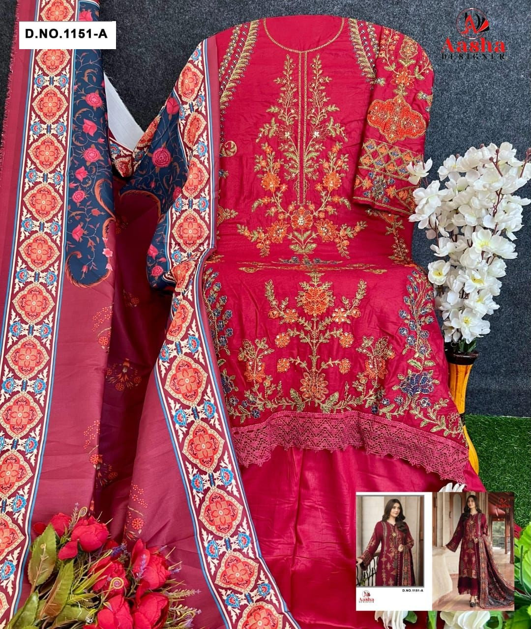1151A Aasha Designer Rayon Pakistani Salwar Suits