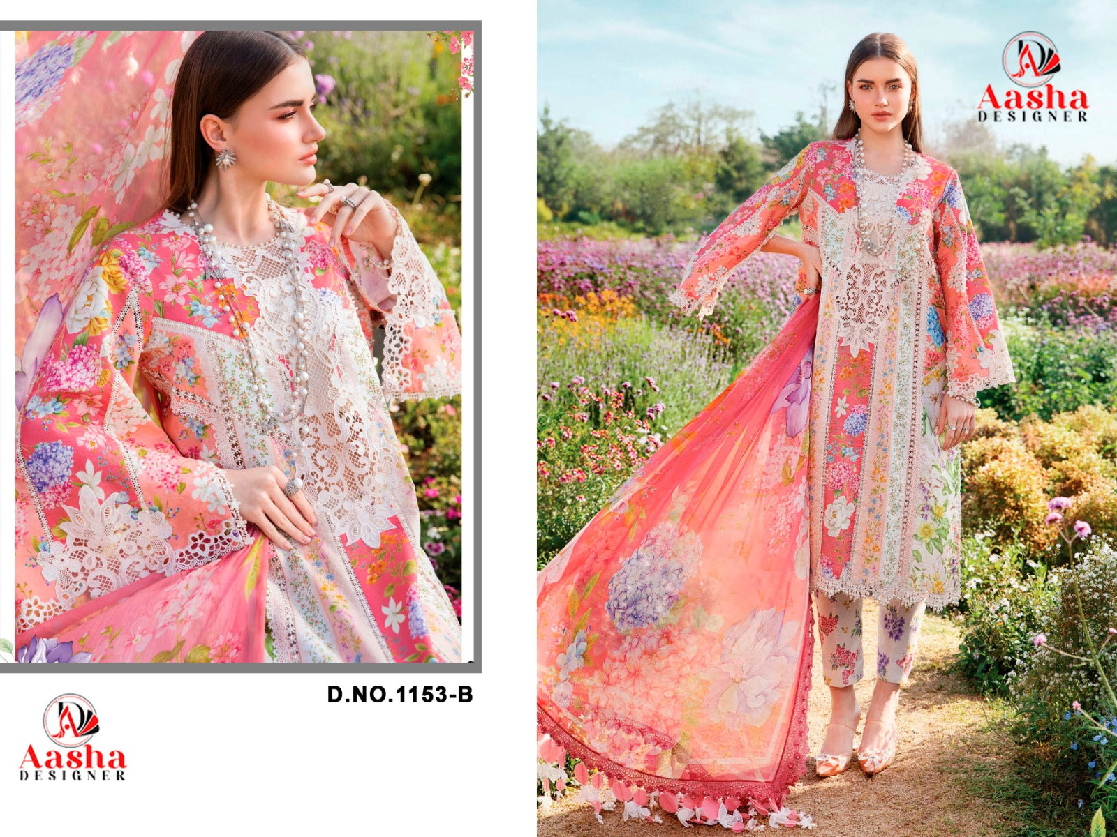 1153B Aasha Designer Pure Cotton Pakistani Patch Suits