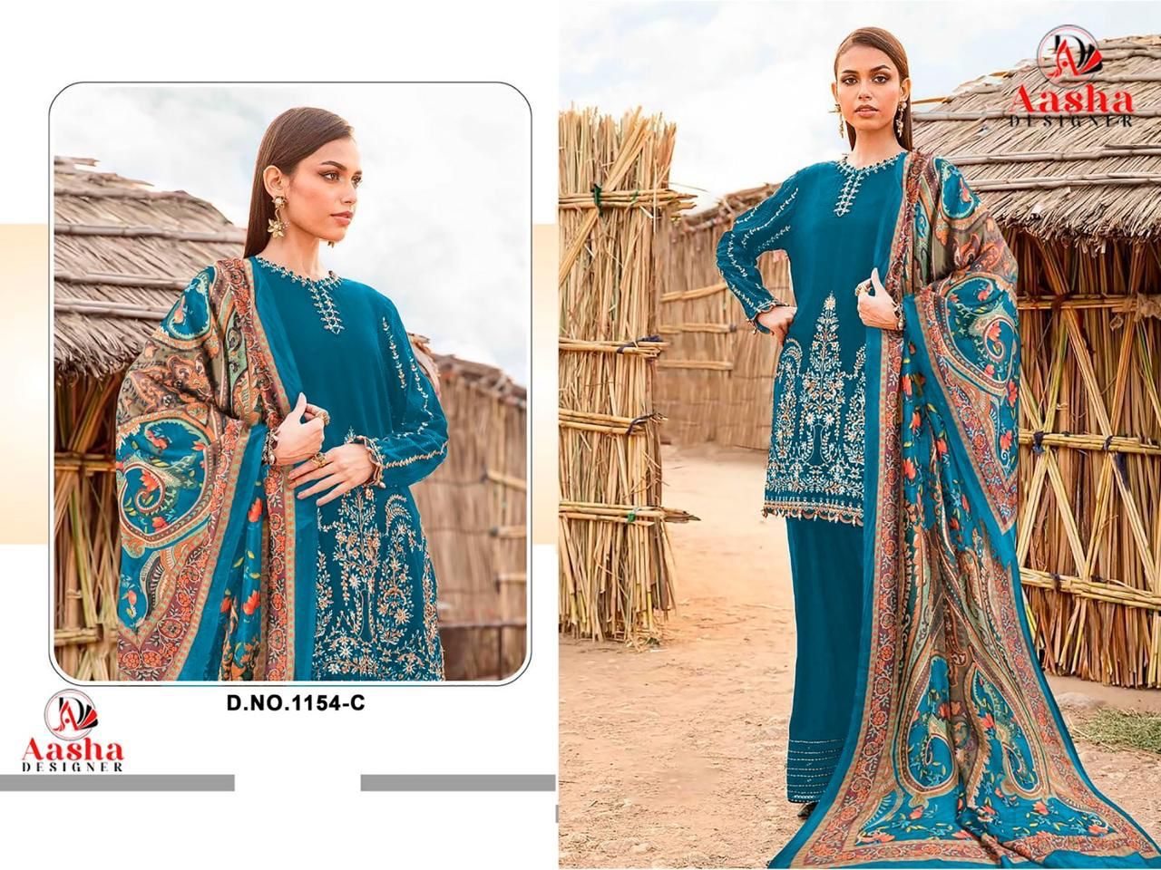 1154-C Aasha Designer Heavy Rayon Pakistani Salwar Suits