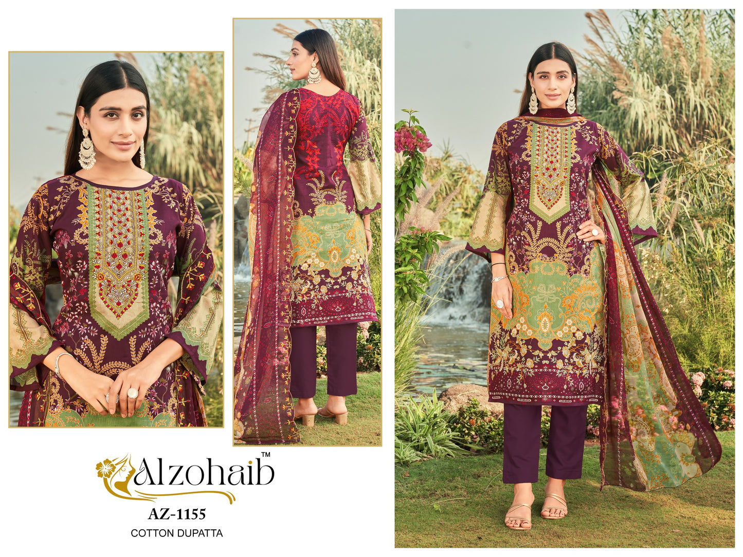 1155 Al Zohaib Pure Cotton Pakistani Salwar Suits
