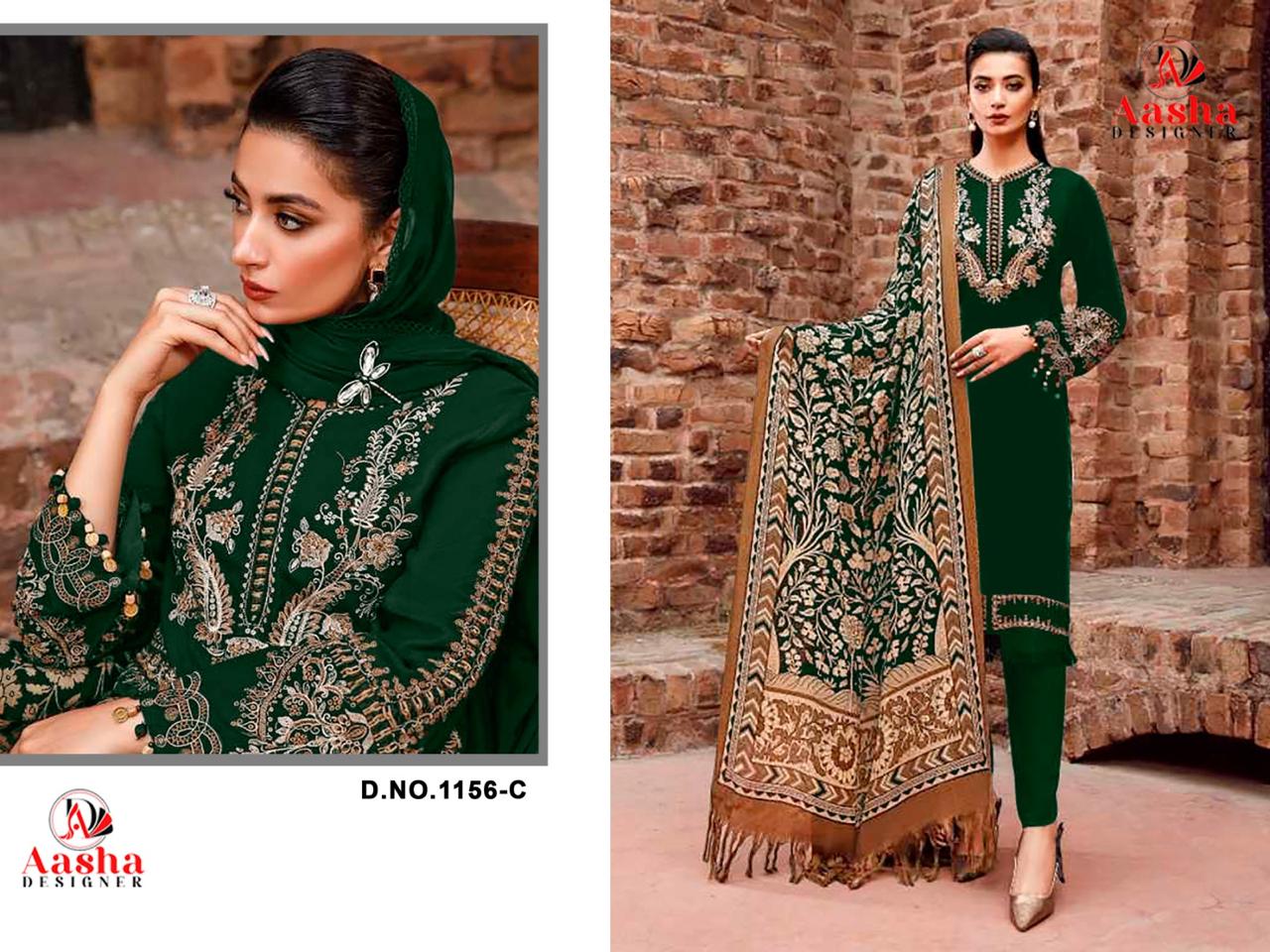 1156C Aasha Designer Heavy Rayon Pakistani Salwar Suits