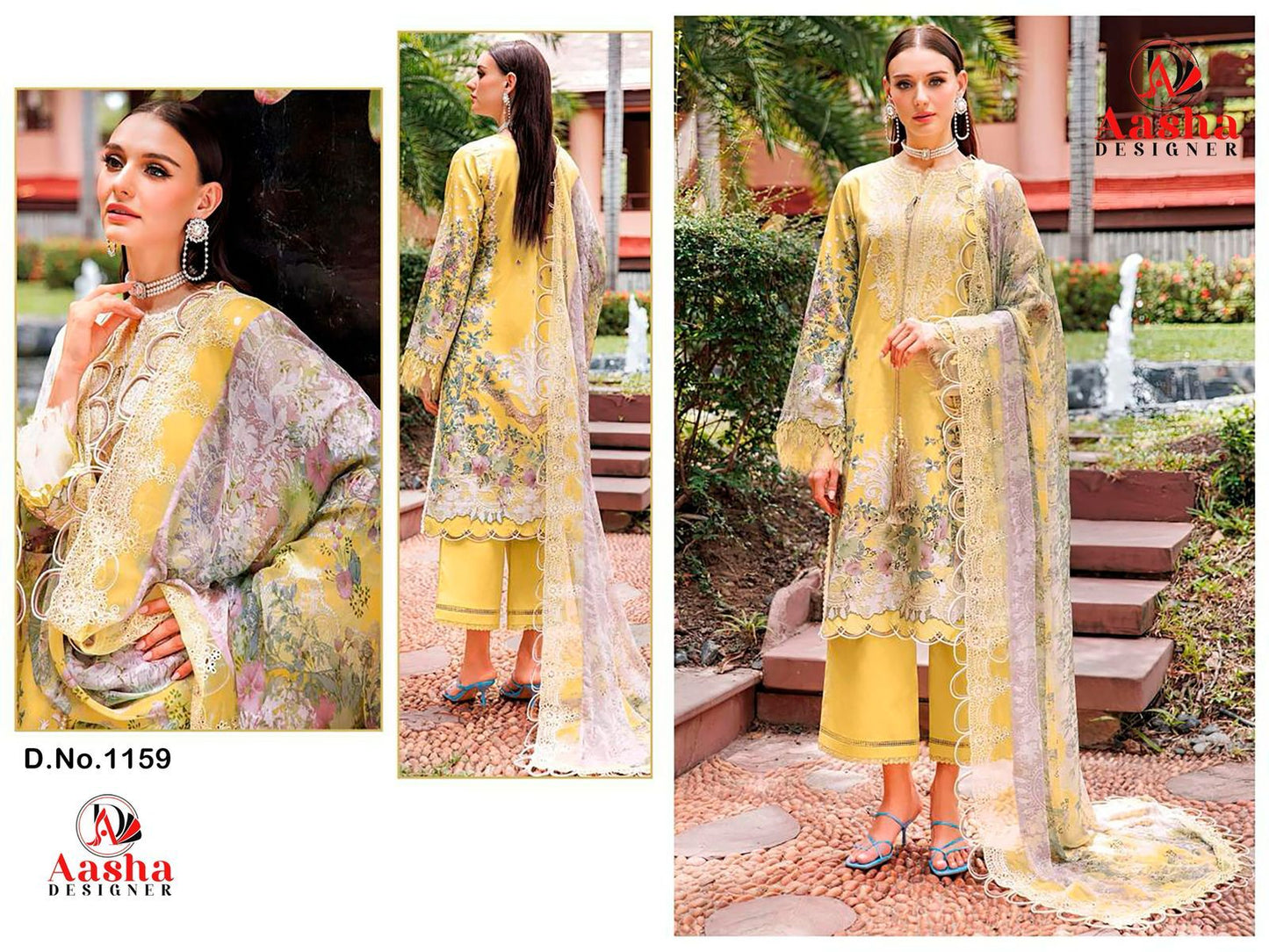1159 Aasha Designer Pure Cotton Pakistani Patch Suits