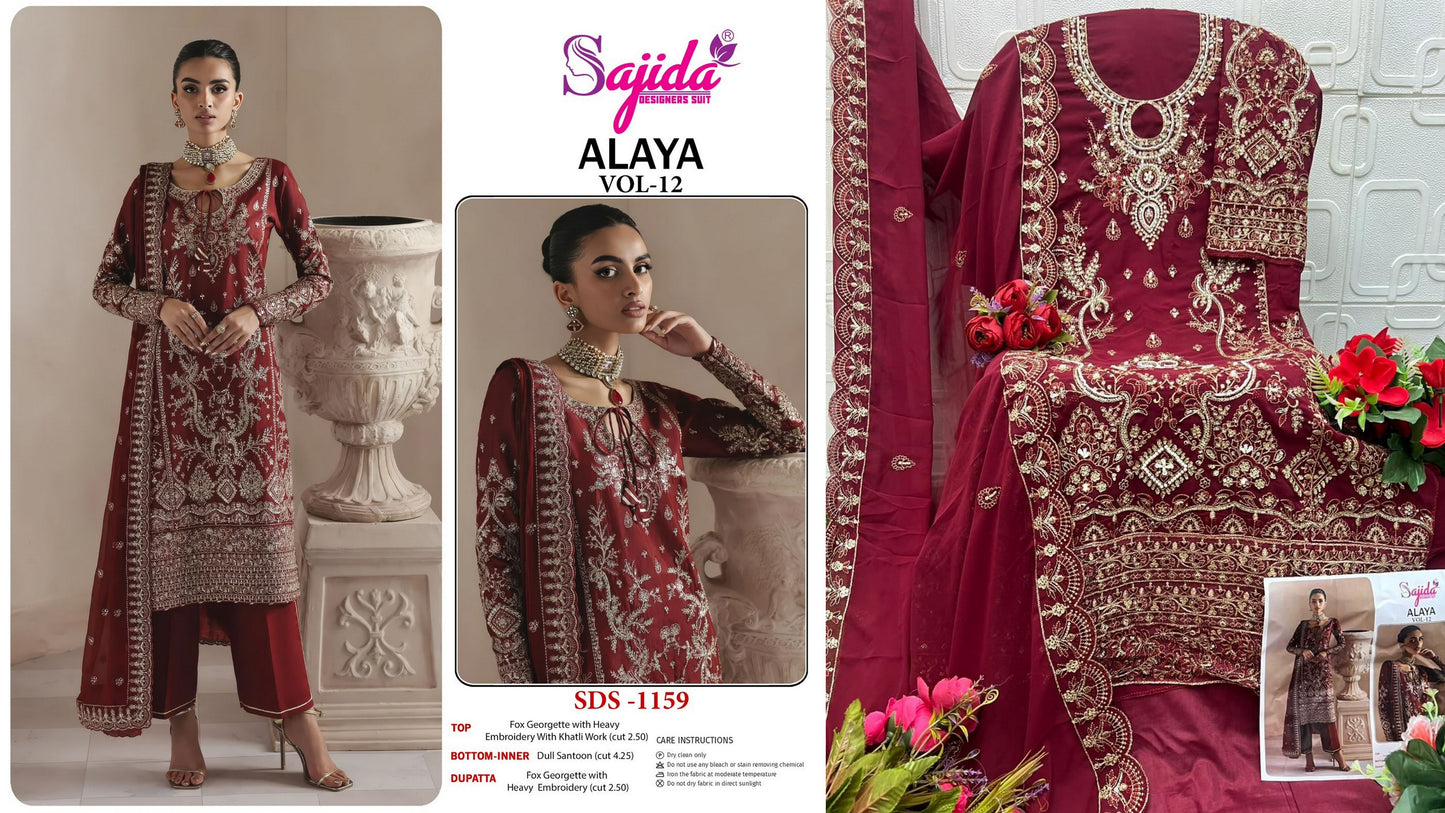 1159 Alaya Vol 12 Sajida Georgette Pakistani Salwar Suits
