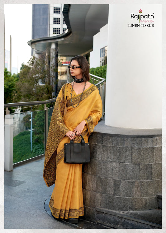 115 Blackberry Rajpath Linen Sarees