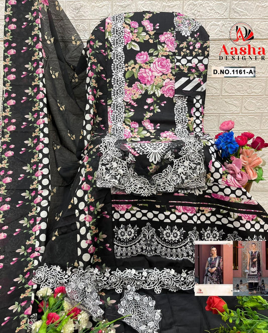 1161-A Aasha Designer Embroidery Pakistani Patch Suits