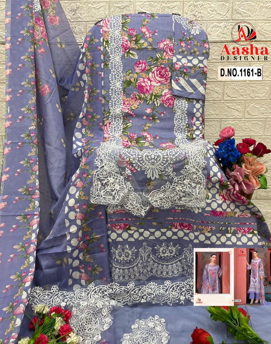 1161-B Aasha Designer Embroidery Pakistani Patch Suits