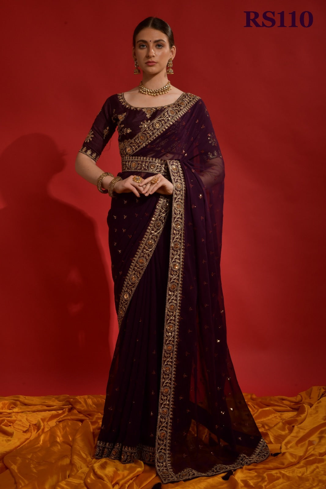 110 Riddhi Siddhi Fashion Berry Sarees