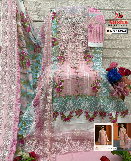 1163-A Aasha Designer Embroidery Pakistani Patch Suits
