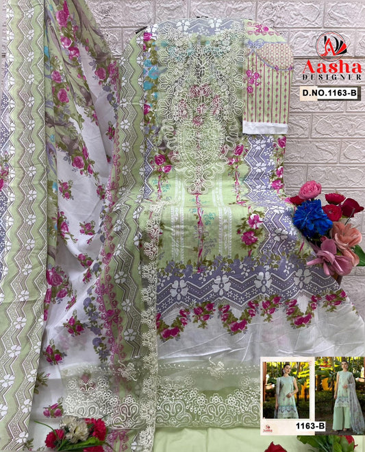 1163-B Aasha Designer Embroidery Pakistani Patch Suits
