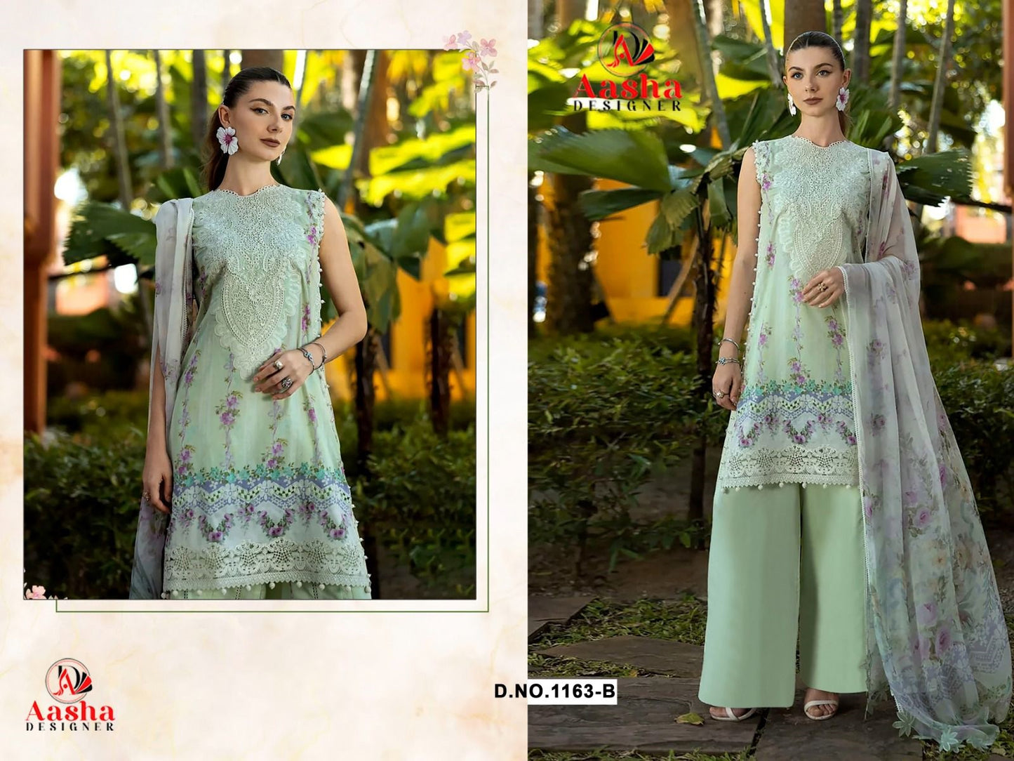 1163-B Aasha Designer Embroidery Pakistani Patch Suits