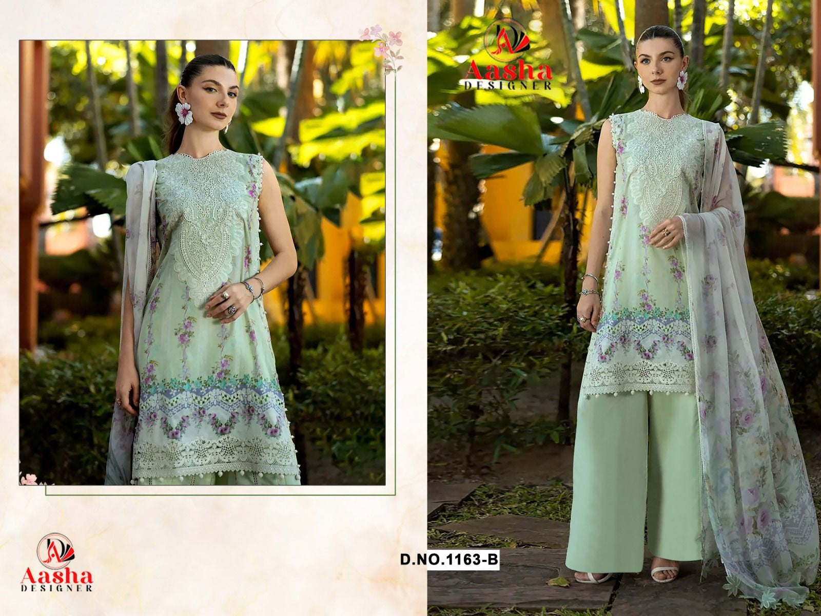 1163-B Aasha Designer Embroidery Pakistani Patch Suits