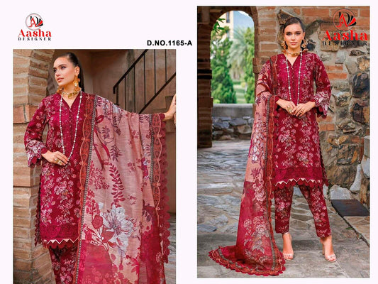 1165-A Aasha Designer Pure Cotton Pakistani Patch Suits
