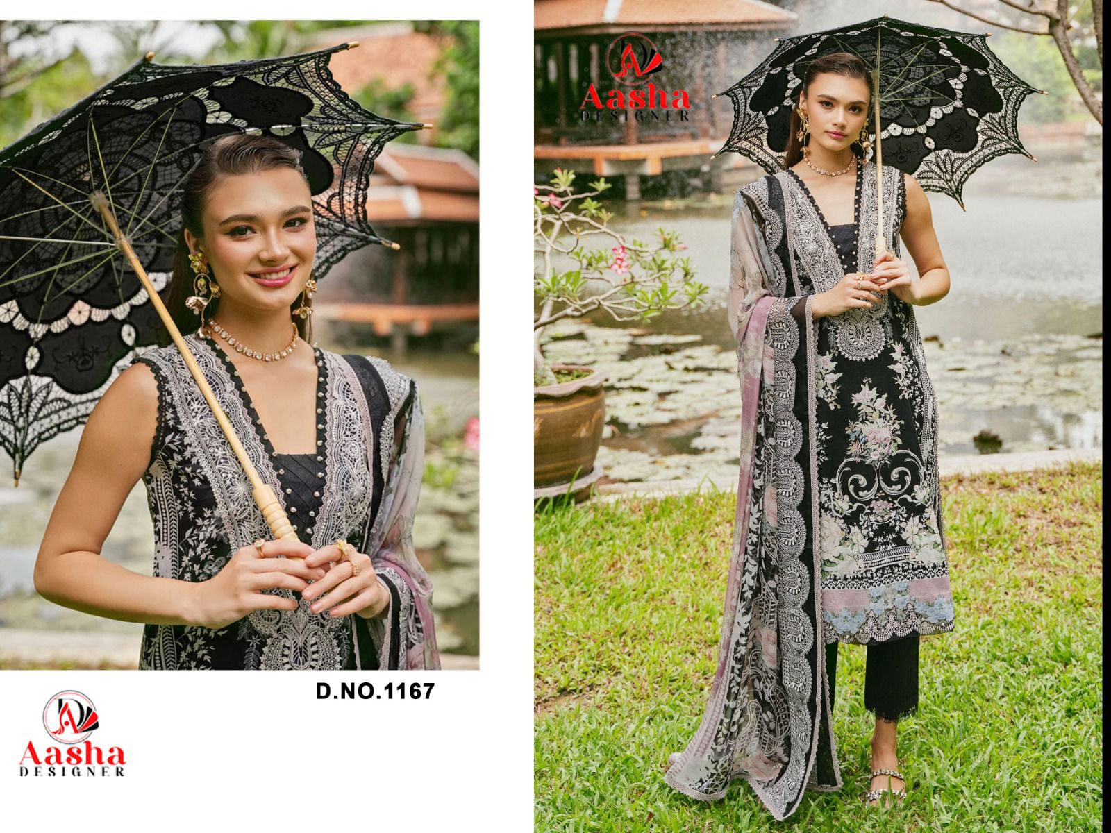 1167 Aasha Designer Printed Pakistani Patch Suits