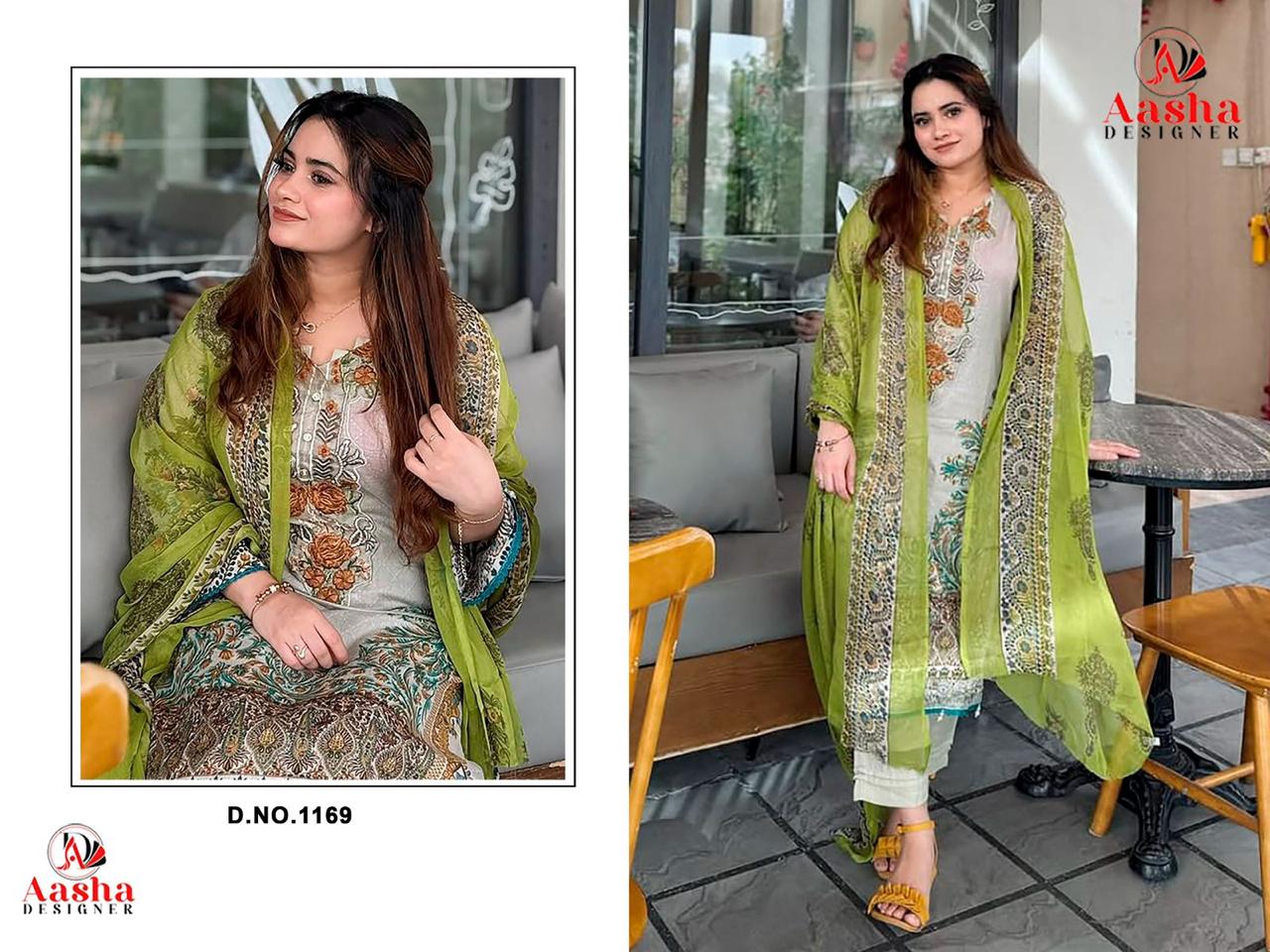 1169 White Aasha Designer Embroidery Pakistani Patch Suits
