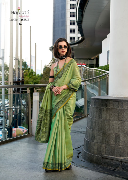 116 Blackberry Rajpath Linen Sarees