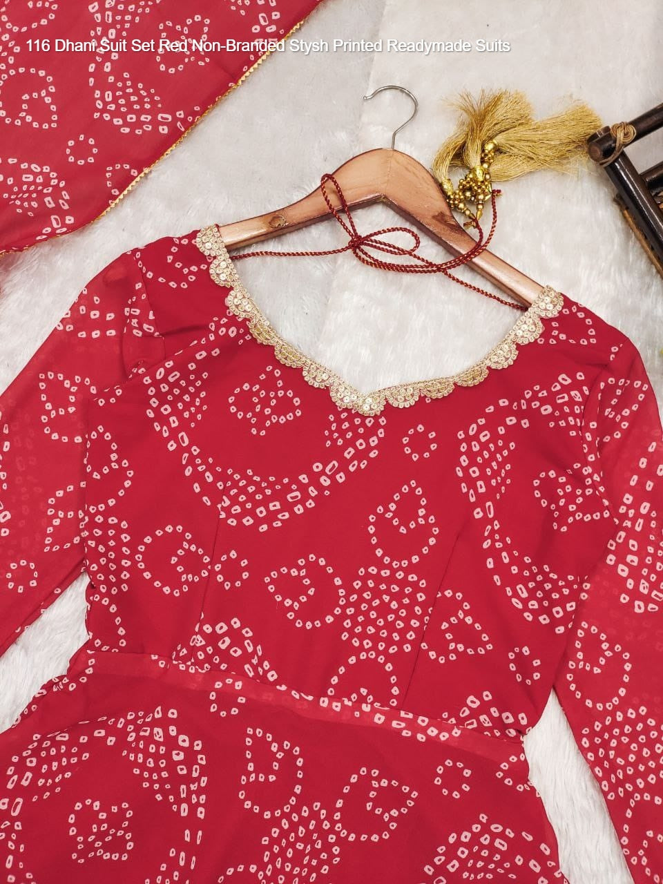 116 Dhani Suit Set Red Non-Branded Stysh Printed Readymade Suits