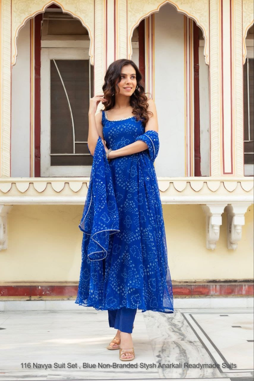 116 Navya Suit Set , Blue Non-Branded Stysh Anarkali Readymade Suits
