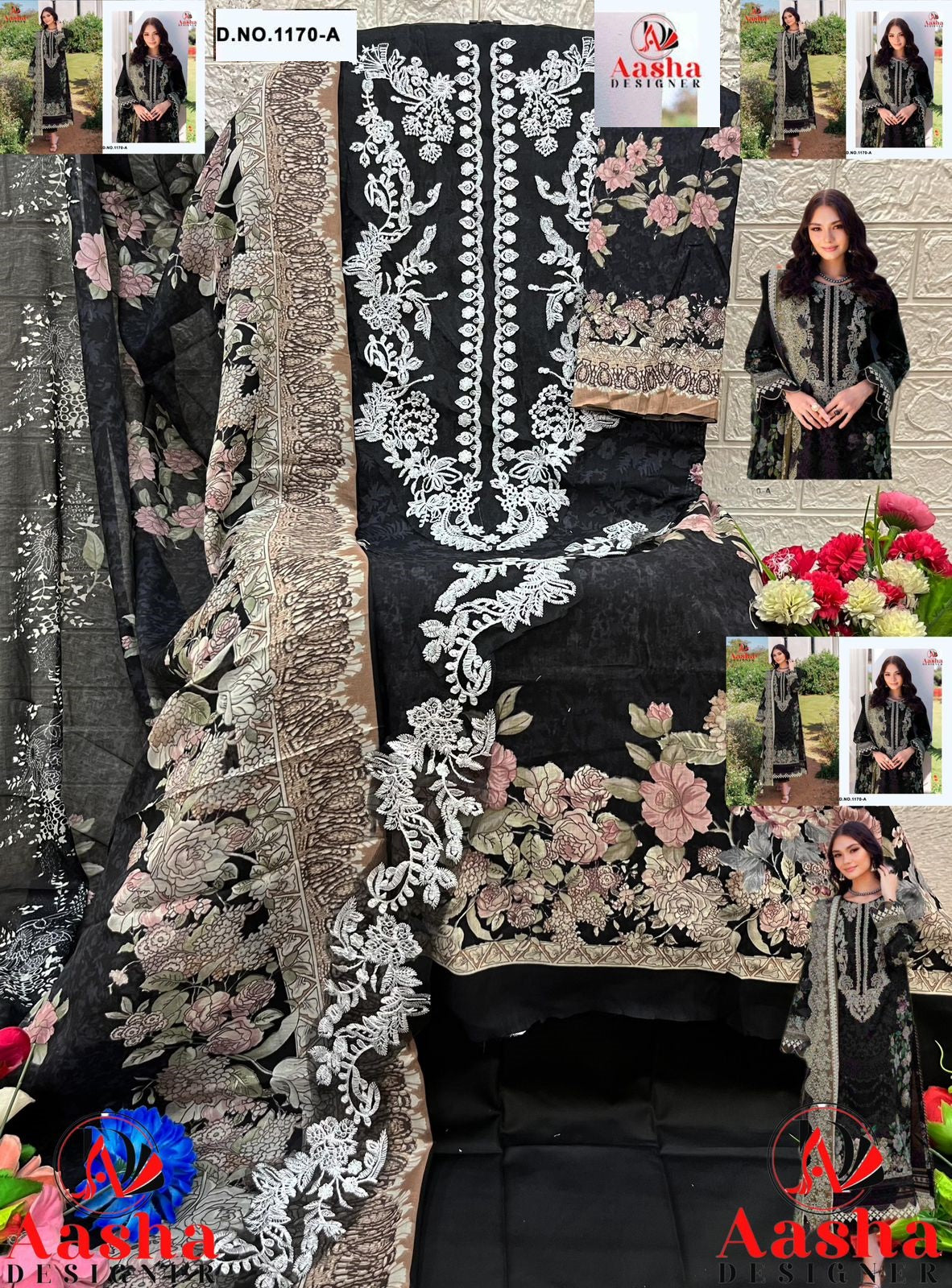 1170-A Aasha Designer Printed Pakistani Patch Suits